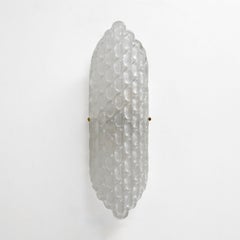 Pair of Clear Murano Glass Wall Sconces with Textured Relief