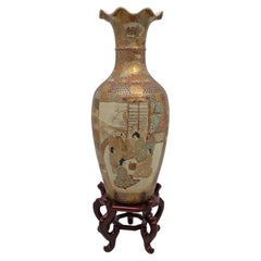 Large Japanese Royal Satsuma Vase with Figural and Gilt Decoration