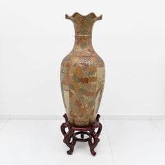 Large Japanese Royal Satsuma Vase with Figural and Gilt Decoration