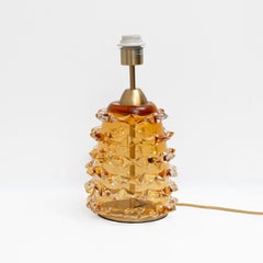 Pair of Amber Rostrato Murano Glass Table Lamps
