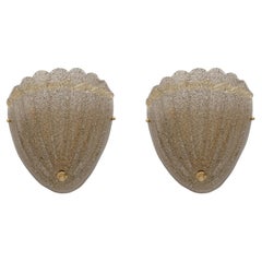 Pair of Mid-Century Modern-Style Murano Glass Shell Wall Sconces