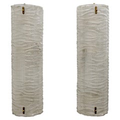 Pair of Modern Italian Murano Glass Textured Wall Sconces