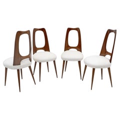 Set of Four Mid-Century Italian Walnut Dining Chairs by Vittorio Dassi, 1950
