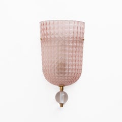 Pair of Art Dèco Style Italian Murano Glass and Brass Sconces