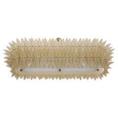 Mid-century Modern Style Italian Murano Glass and Brass Palmette Chandelier