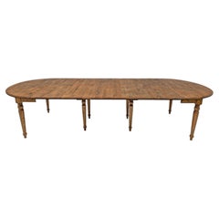 19th-Century Tuscan Elm Extendable Round Dining Table with Five Extensions