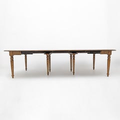 19th-Century Tuscan Elm Extendable Round Dining Table with Five Extensions