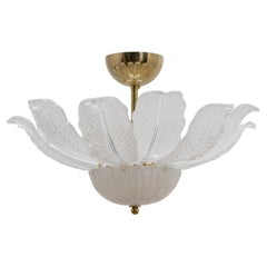 Murano Glass Ceiling Light with White Glass Flower-Shaped Petals.