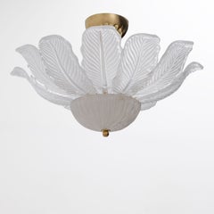 Murano Glass Ceiling Light with White Glass Flower-Shaped Petals.