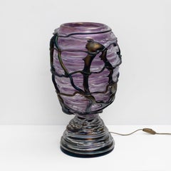 Superbe paire de lampes de table sculpturales en verre de Murano, pièce unique, 1990