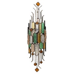 Brutalist Murano Glass and Wrought Iron Wall Sconce by Alberto Poli for Poliarte