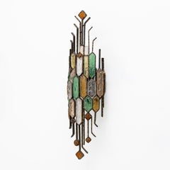 Brutalist Murano Glass and Wrought Iron Wall Sconce by Alberto Poli for Poliarte
