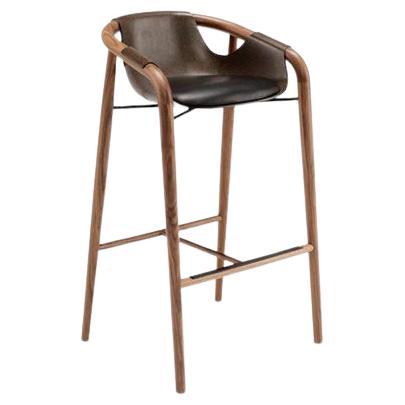 Saint Luc 'Hamac' High Stool with Black Cushion by J.P. Nuel For Sale