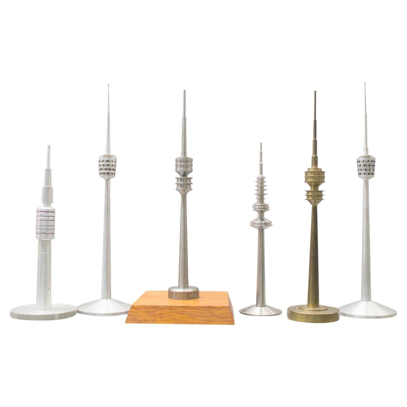 Collection Vintage Space Age Looking TV Tower Models 1970 from Europe