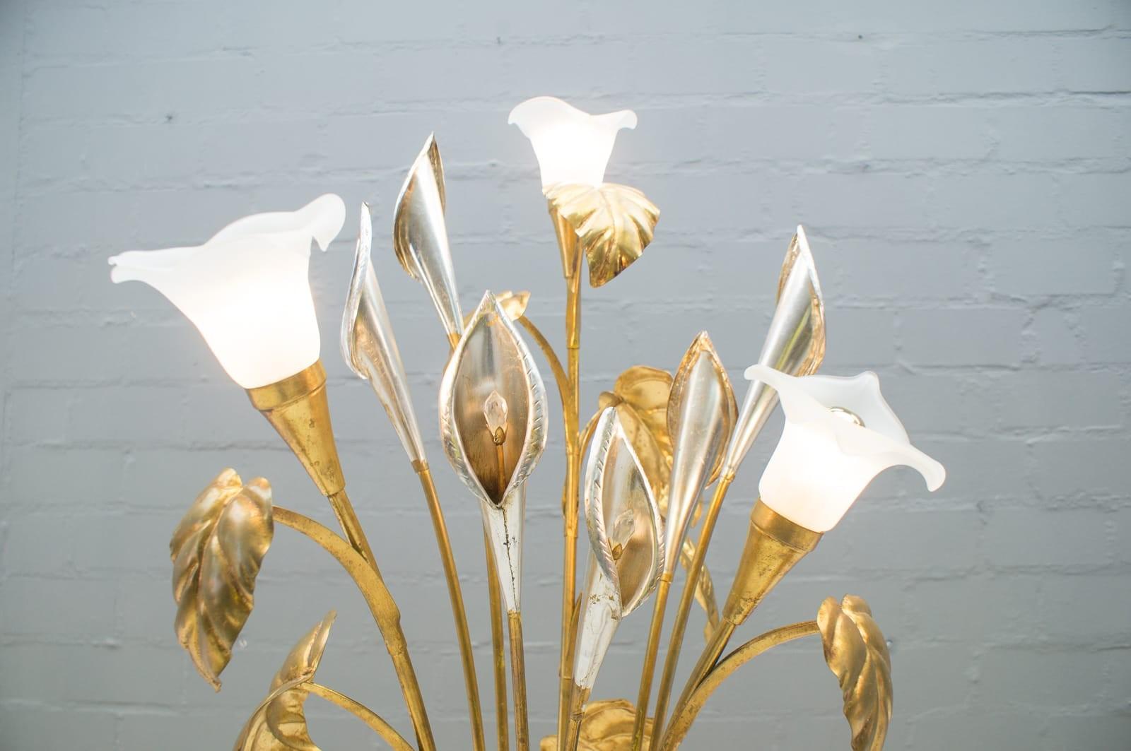 Gilt Gilded Floral Floor Lamp by Hans Kögl, Germany, 1970s