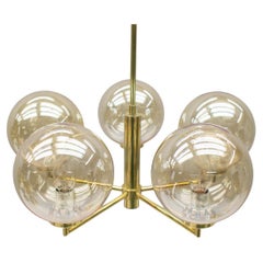 Vintage Space Age Orbit Ceiling Lamp with Five Amber Glass Balls, 1960s