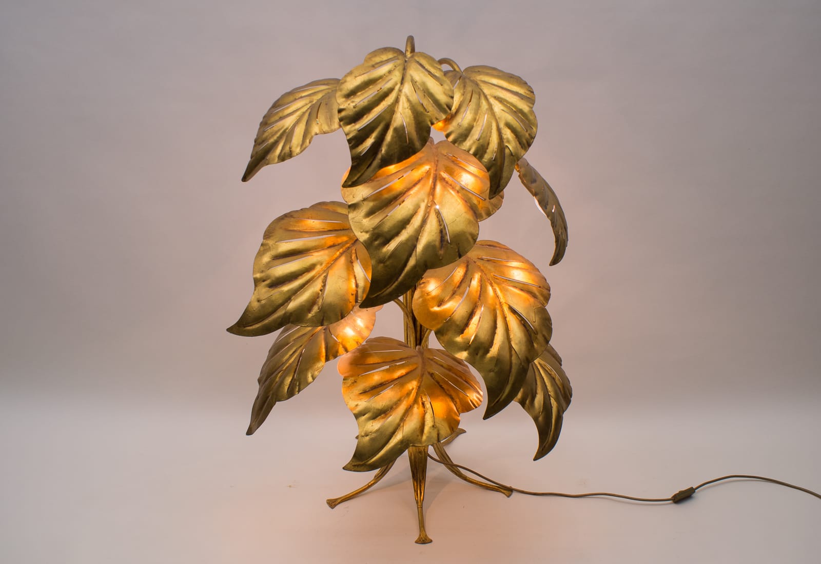 Gilt Amazing Gilded Floral Floor Lamp by Hans Kögl, Germany, 1960s