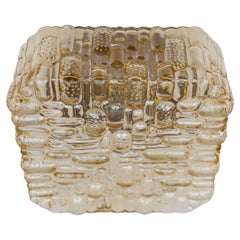 Lampada da incasso quadrata in vetro ambrato 3D, Germania, anni '60