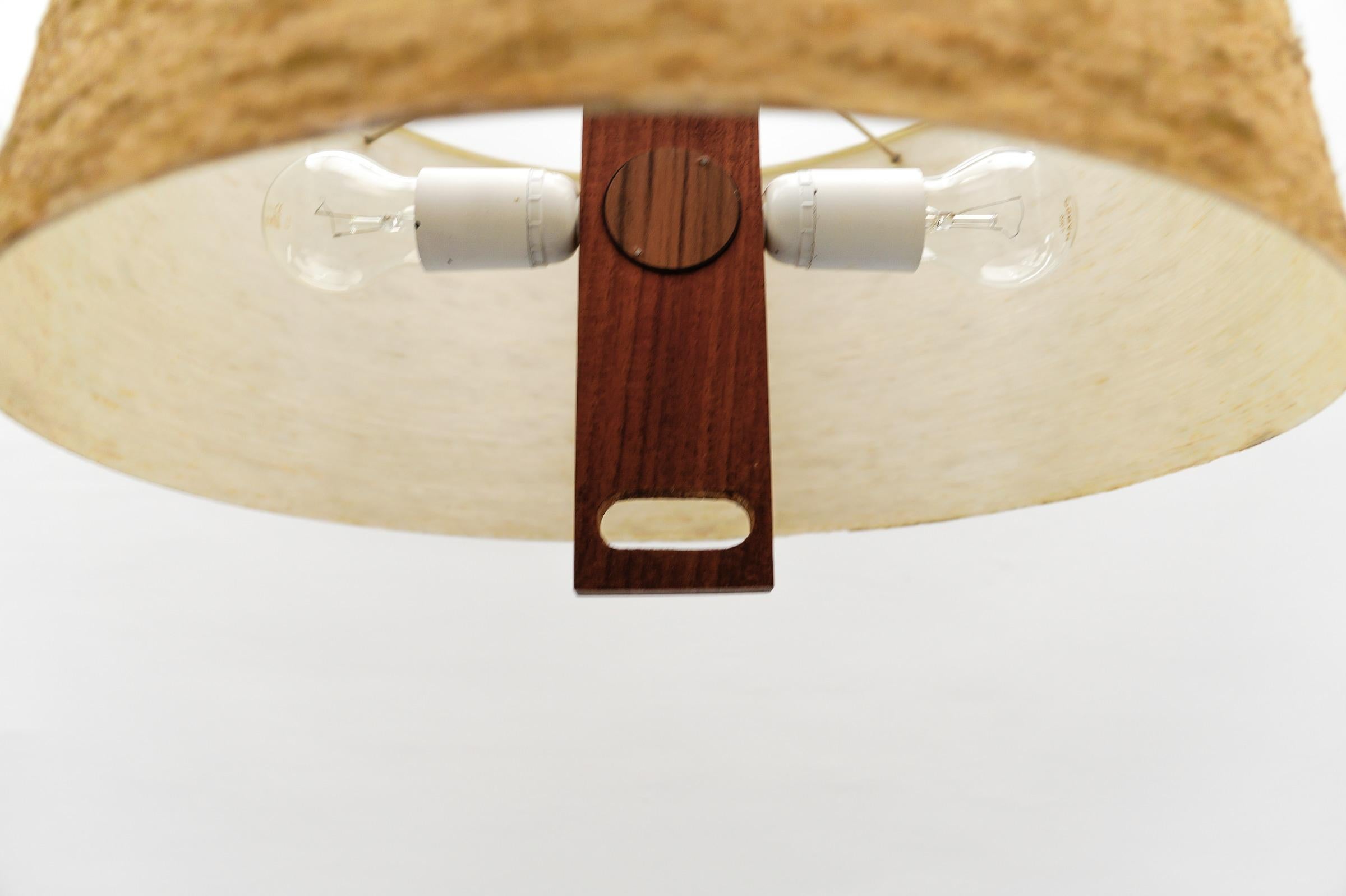 Graziosa lampada da soffitto in teak e fibra di vetro di Temde Swiss, anni '60 in vendita 5