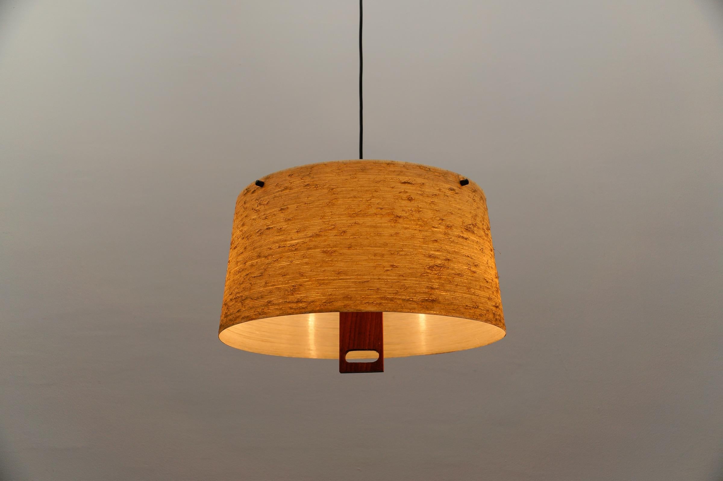 Metallo Graziosa lampada da soffitto in teak e fibra di vetro di Temde Swiss, anni '60 in vendita