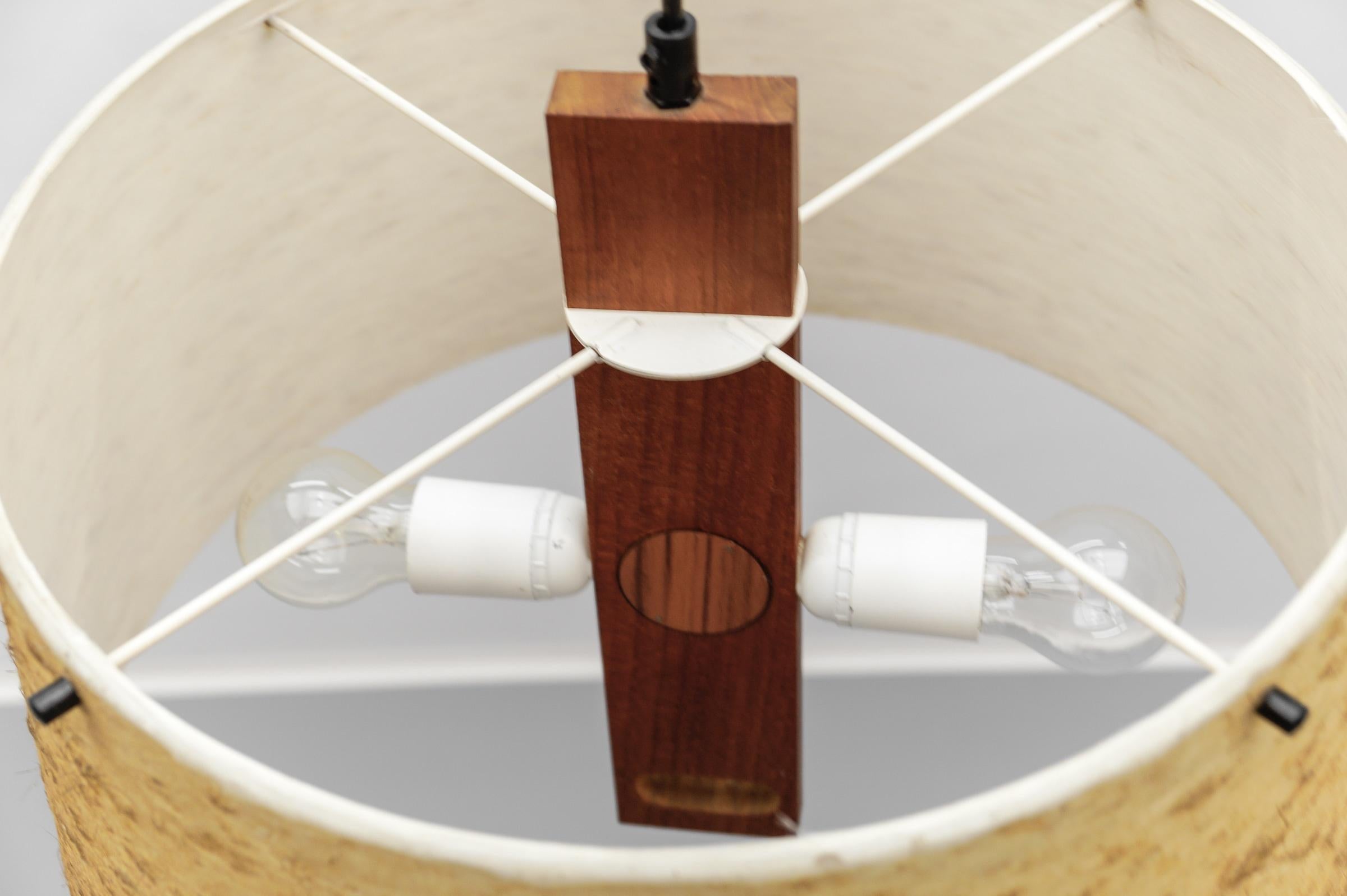 Graziosa lampada da soffitto in teak e fibra di vetro di Temde Swiss, anni '60 in vendita 7