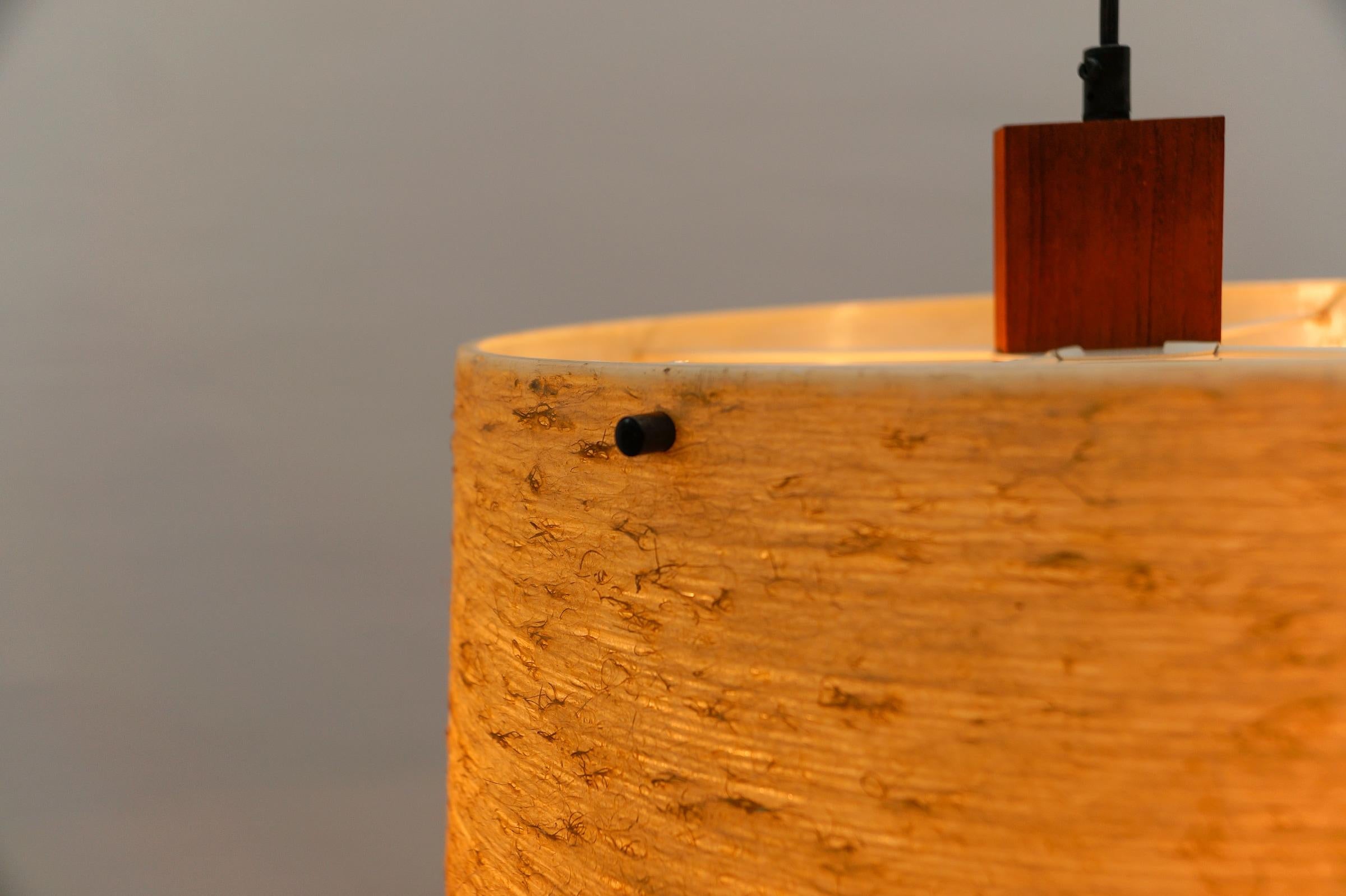 Graziosa lampada da soffitto in teak e fibra di vetro di Temde Swiss, anni '60 in vendita 8