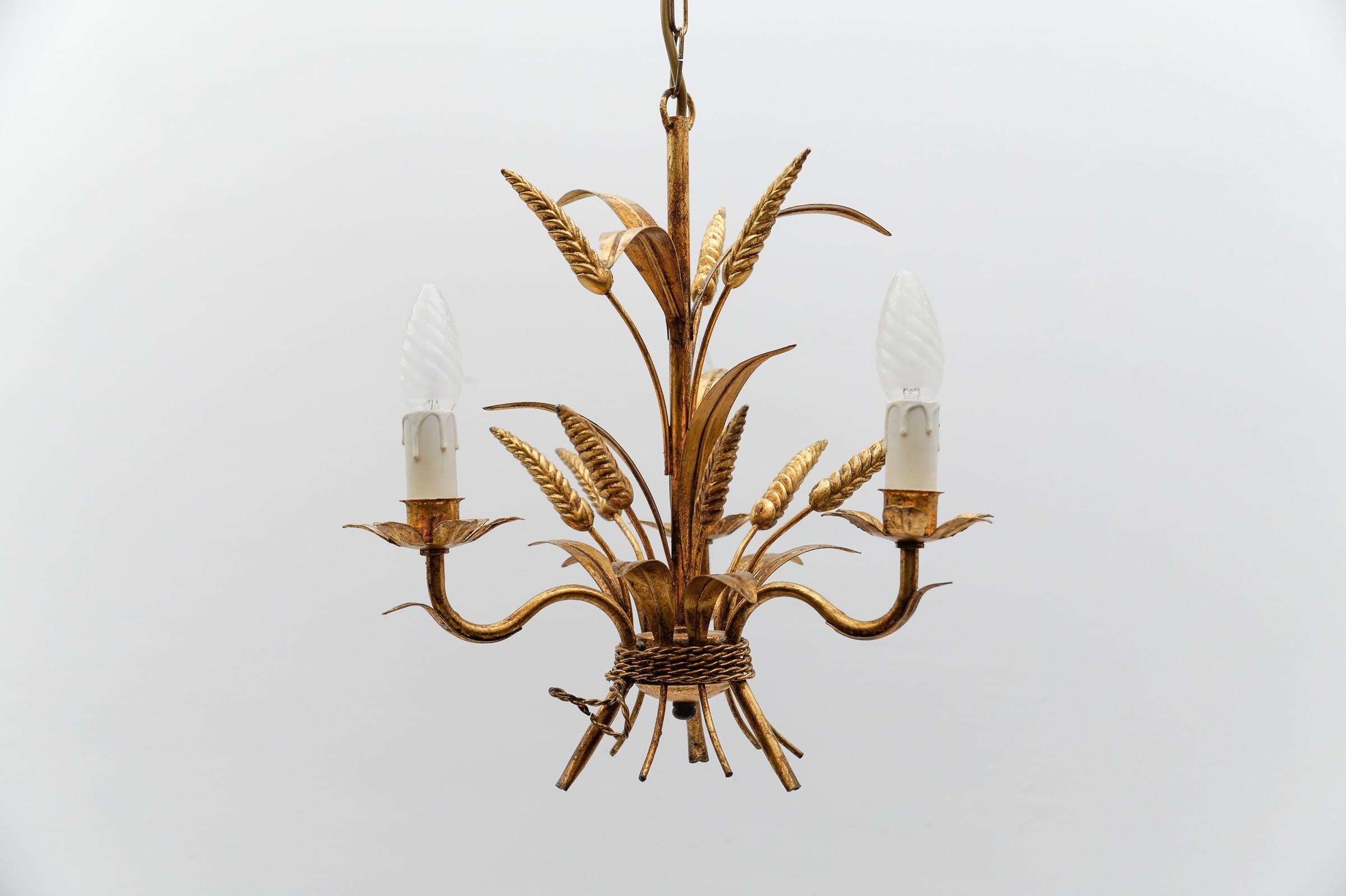 Metal Hollywood Regency Flower Ceiling Lamp by Hans Kögl, Germany, 1970s For Sale