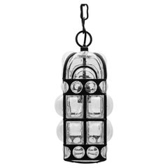 Joli plafonnier en fer et verre bulle transparent par Helena Tynell, années 1960 Allemagne