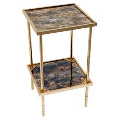 Awesome italian Hollywood Regency brass bamboo side tables, 1960s