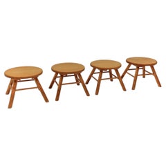 Set of 4 scandic Mid-Century Modern oak stools, 1960s