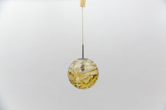 Lovely large yellow Murano Glass ball pendant lamp by Doria, - 1960s Germany