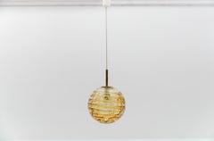 Lovely yellow Murano Glass ball pendant lamp by Doria, - 1960s Germany