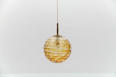 Lovely yellow Murano Glass ball pendant lamp by Doria, - 1960s Germany