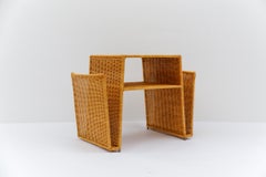 Lovely italian rattan side table / magazine rack, 1970s Italy