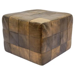 Leather Patchwork Pouf from De Sede, 1960s Switzerland