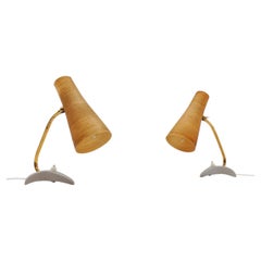 Pair Mid-Century Modern brass tripod table lamps, 1950s Germany