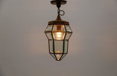 Massive lovely Adolf Loos Lobmeyr style light cut glass and brass, Austria 1930s
