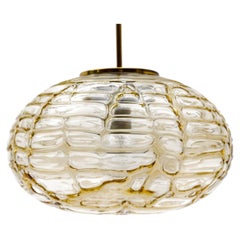 Yellow Oval Murano Glass Ball Pendant Lamp by Doria, 1960s Germany