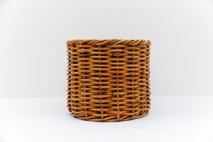 Cesta grande y preciosa de ratán, estilo «Mid-Century Modern», Italia, década de los 60