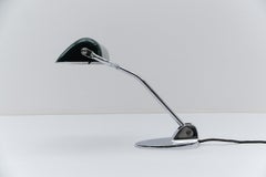 Chrome Bauhaus banker's lamp with green enamel by Jacobus, 1920
