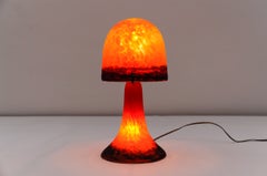 French Art Nouveau mushroom shape glass table lamp in the style of Daum Nancy