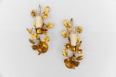 Pair of Hollywood Regency Florentine wall lights by Hans Kögl, Germany, 1970s