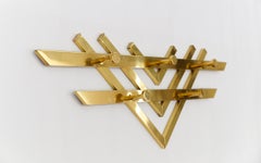 V-shape brass wall coat rack Mid-Century Modern wall hooks, Austria, 1960s