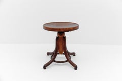 Adjustable wooden Art Deco Bauhaus piano stool, 1930s Austria