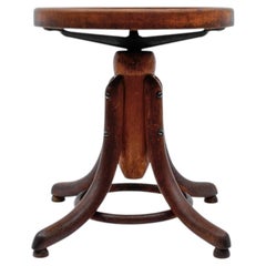 Adjustable wooden Art Deco Bauhaus piano stool, 1930s Austria