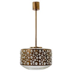 Bubble glass and brass ceiling lamp for Limburg, Germany, 1960s
