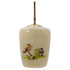 Lovely "Max & Moritz" glass ceiling lamp, Art Deco - Germany