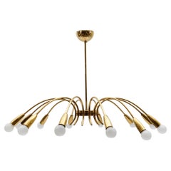 Hübsche 12-armige Sputnik Modern Lampe aus Messing, 1950er Jahre