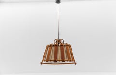Handmade french provincial wooden ceiling lamp, 1960s Mid-Century Modern