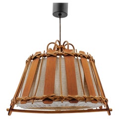 Handmade french provincial wooden ceiling lamp, 1960s Mid-Century Modern